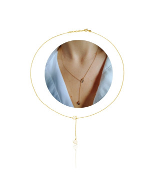 Gilded clover leaf lariat necklace