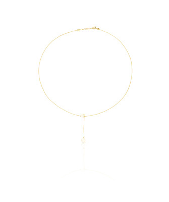 Gilded clover leaf lariat necklace
