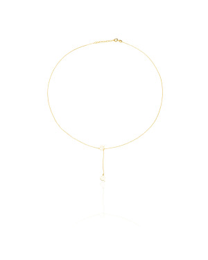 Gilded clover leaf lariat necklace