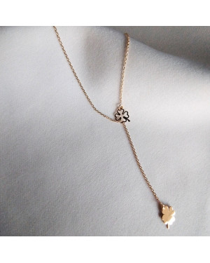 Gilded clover leaf lariat necklace
