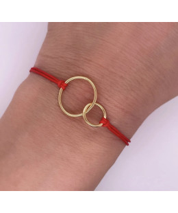 Gold-plated bracelet Red string CIRCLES