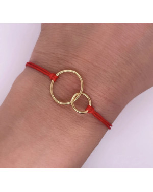 Gold-plated bracelet Red string CIRCLES