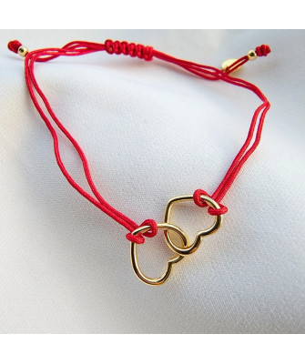 Gold-plated bracelet Red string HEARTS