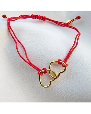 Gold-plated bracelet Red string HEARTS