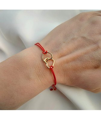 Gold-plated bracelet Red string HEARTS