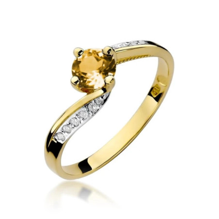 Citrine ring with diamonds, 585 gold