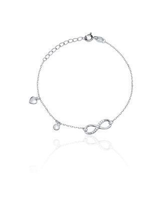 Silver bracelet INFINITY heart zirconia