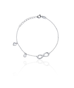 Silver bracelet INFINITY heart zirconia