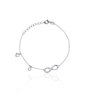 Silver bracelet INFINITY heart zirconia