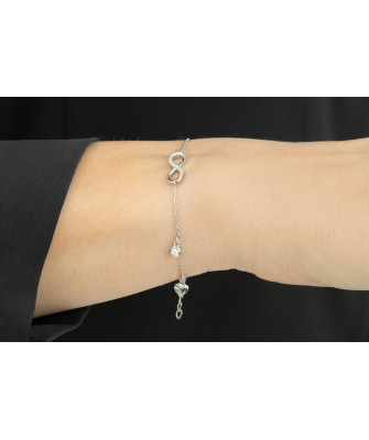 Silver bracelet INFINITY heart zirconia