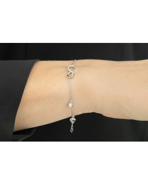 Silver bracelet INFINITY heart zirconia