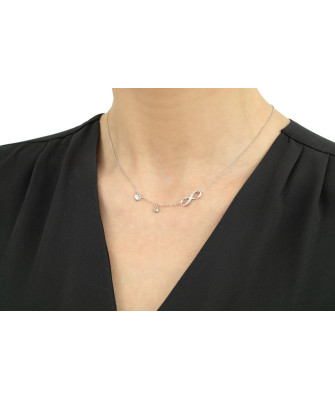 Silver necklace INFINITY heart and zirconia