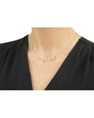 Silver necklace INFINITY heart and zirconia