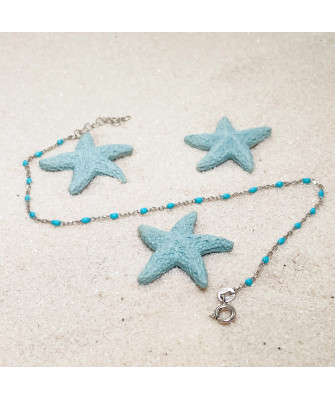 Silver anklet with blue stones