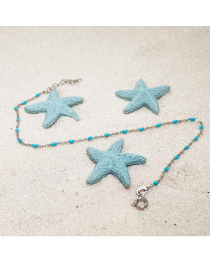 Silver anklet with blue stones