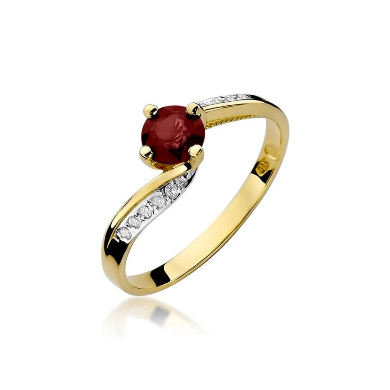 Ruby ring, diamonds, 585 gold