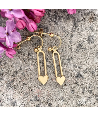 Gold Plated Silver Heart Drop Earrings