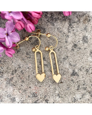 Gold Plated Silver Heart Drop Earrings