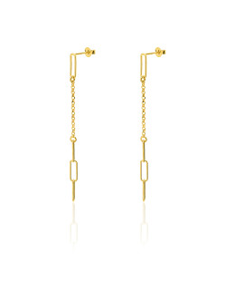Gold-plated dangling chain earrings