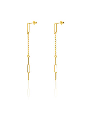 Gold-plated dangling chain earrings