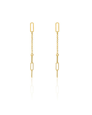 Gold-plated dangling chain earrings