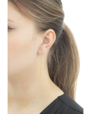 Gold-plated dangling chain earrings