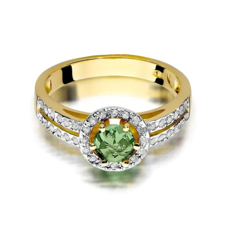 Gold ring with peridot and diamonds 585