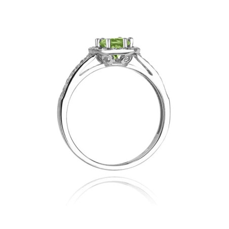 Peridot ring with diamonds and white gold