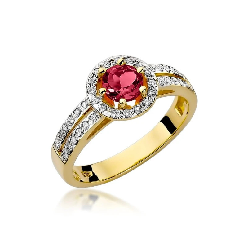Ring with ruby ​​and diamonds, 585 gold
