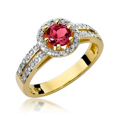 Ring with ruby ​​and diamonds, 585 gold