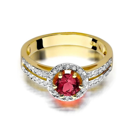 Ring with ruby ​​and diamonds, 585 gold