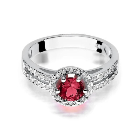 Ruby ring with diamonds and white gold