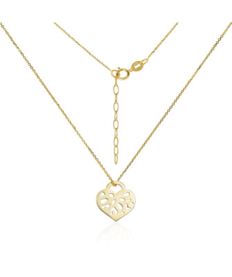 14k Gold Filigree Heart Pendant Necklace – Elegant Women’s Jewellery