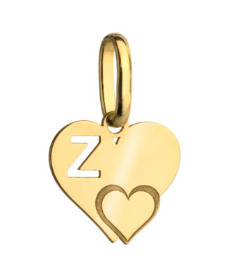 Gold pendant letter Z with a heart
