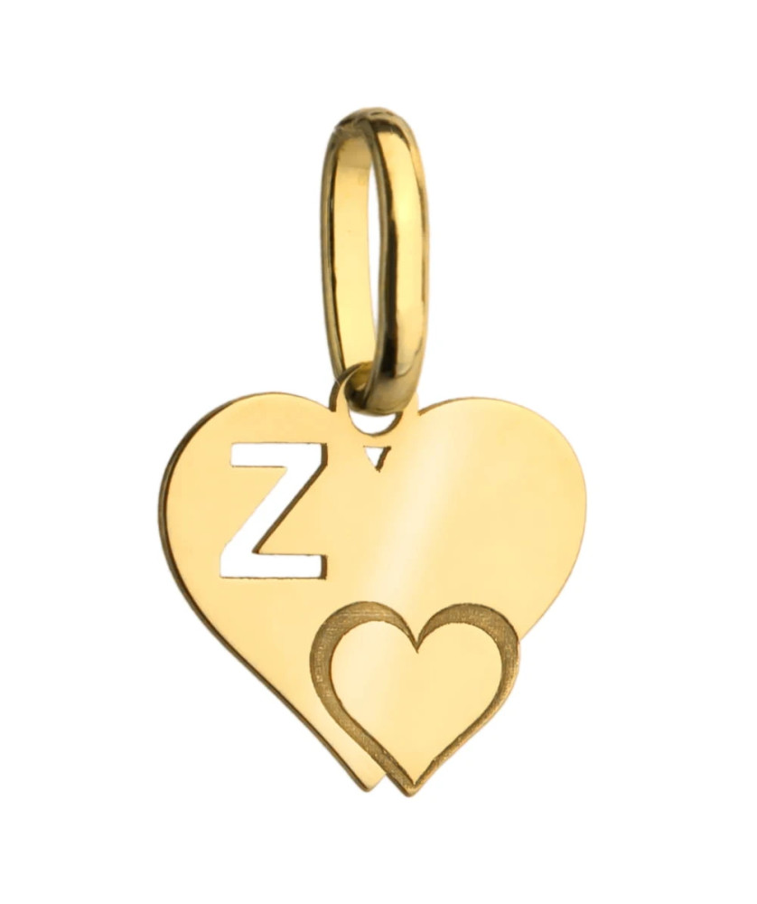 Gold pendant letter Z with a heart