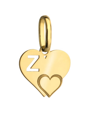 Gold pendant letter Z with a heart