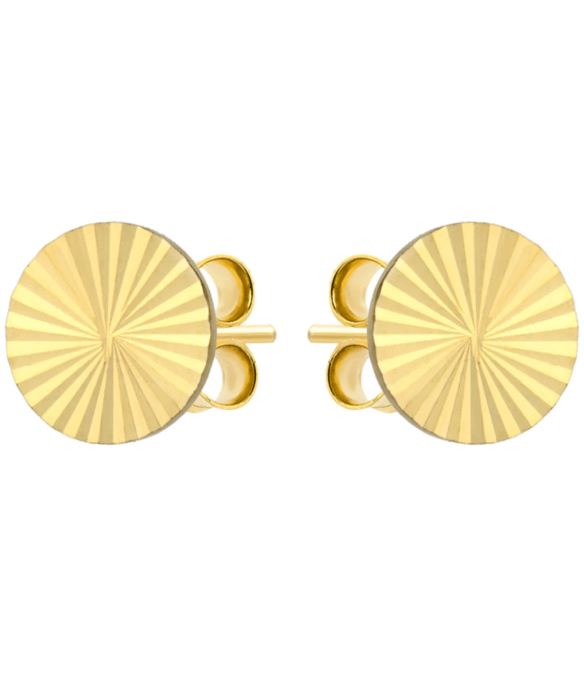 Gold earrings full diamond-cut hoops