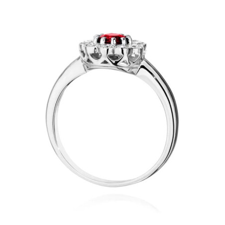 Ring with ruby ​​0.60ct diamonds white gold