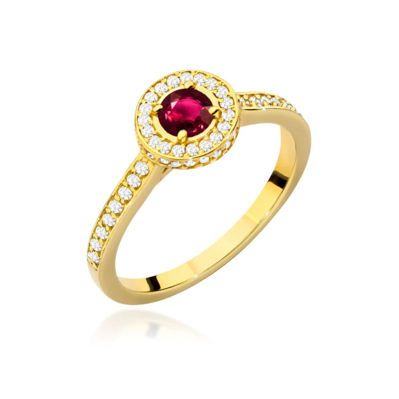 Ruby and diamonds ring in 585 gold