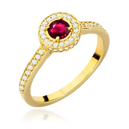 Ruby and diamonds ring in 585 gold