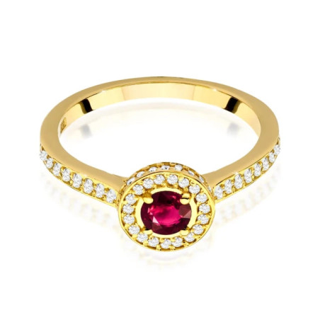 Ruby and diamonds ring in 585 gold
