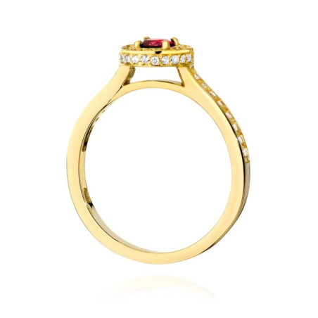 Ruby and diamonds ring in 585 gold