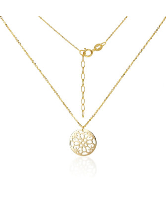 14k Gold Openwork Circle Pendant Necklace – Elegant Minimalist Jewellery