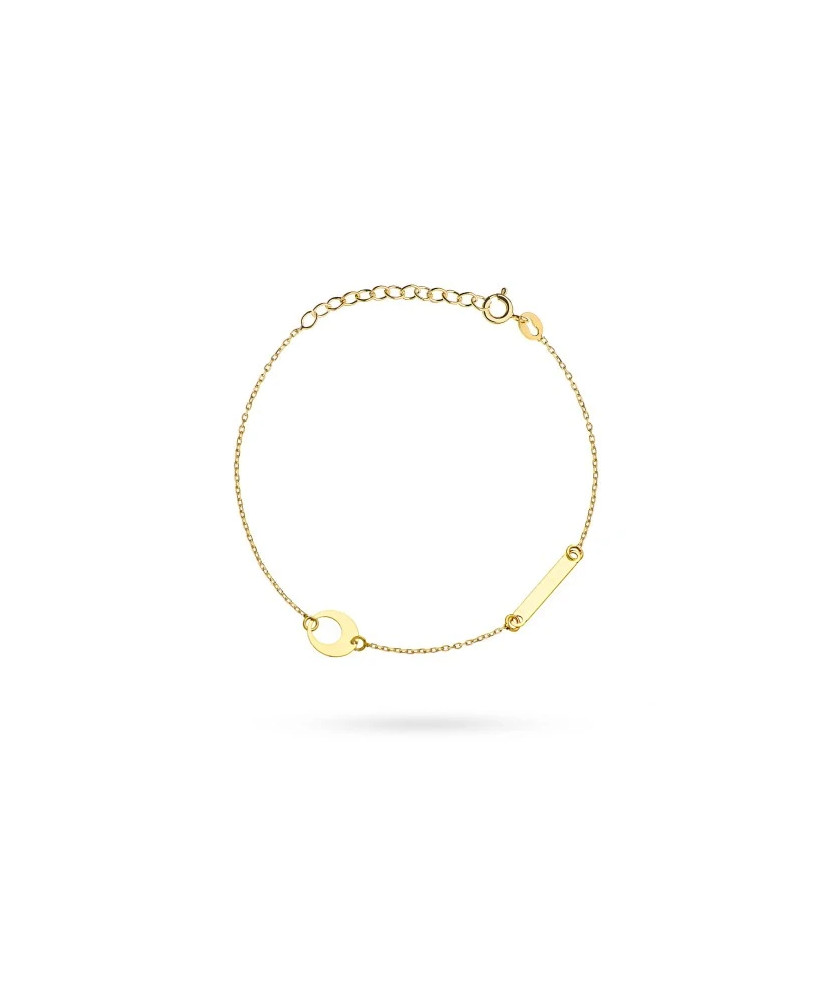 Gold bracelet circle in circle and plate