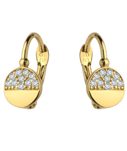 Earrings full circle half gold half zirconia