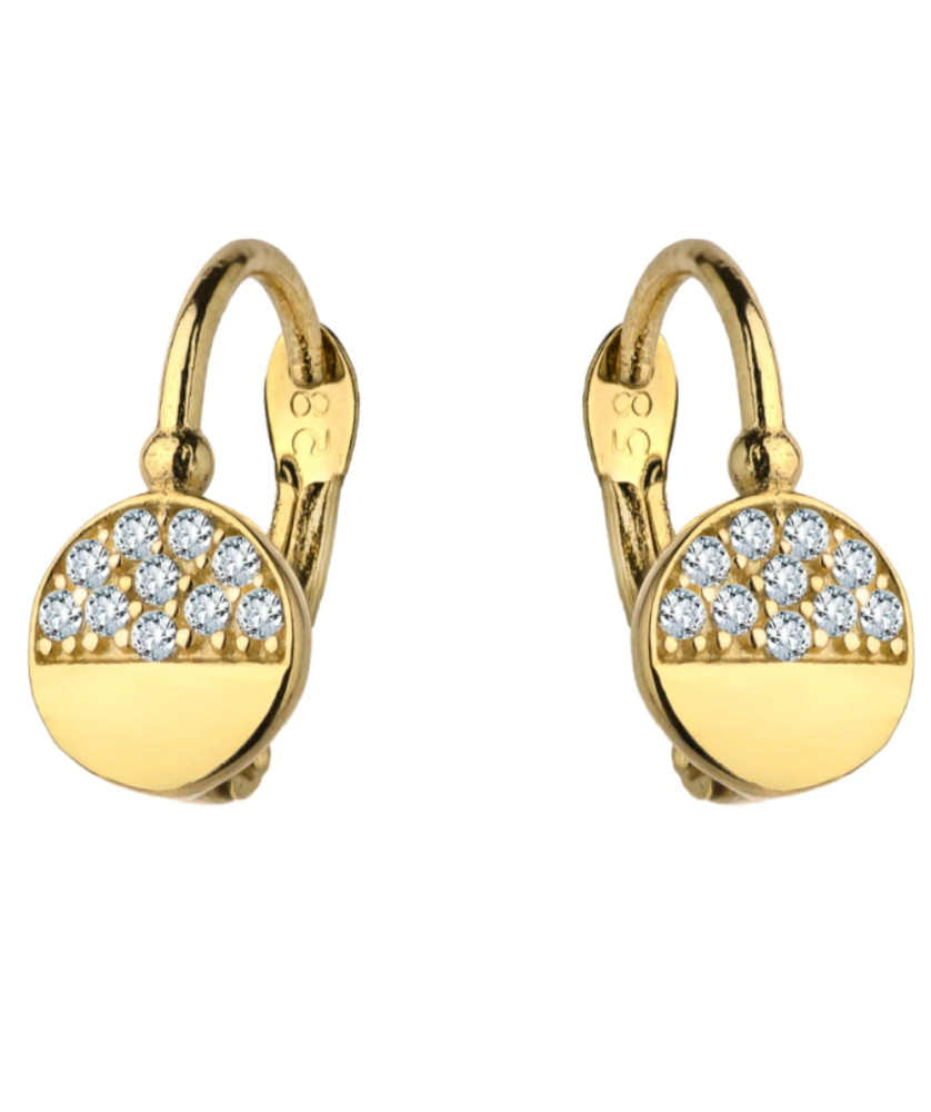 Earrings full circle half gold half zirconia