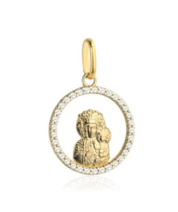 Medal Mother of God with Child in a Circle Set with Zirconia