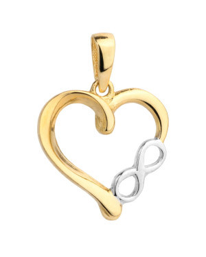 Gold heart pendant with infinity symbol in white gold