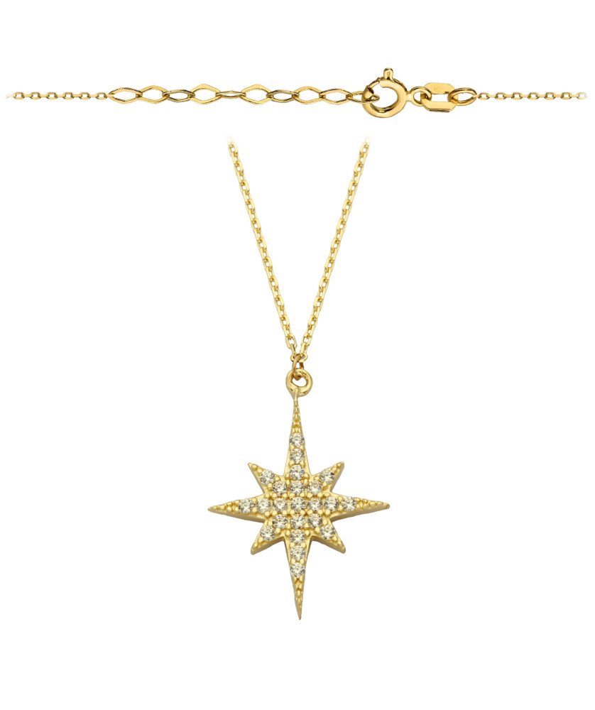 Necklace Polar Star studded with cubic zirconia