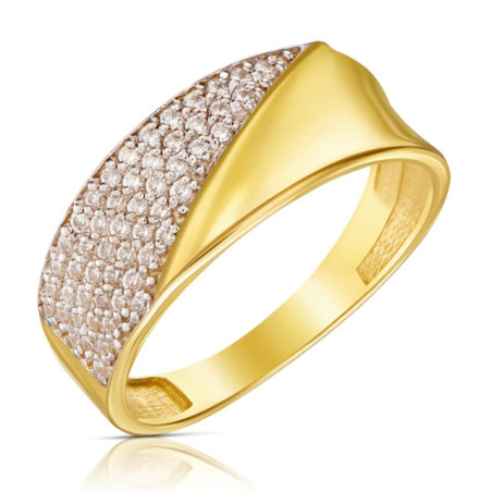 Gold ring as wide as a wedding ring with stones P3.1565 | GoldJewellery